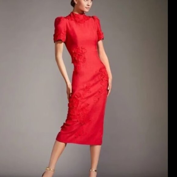 NWT! Antonio Melani Dress ONLY $79! RETAIL$299! Willow Floral Applique Neck Sz 2 - Picture 2 of 12